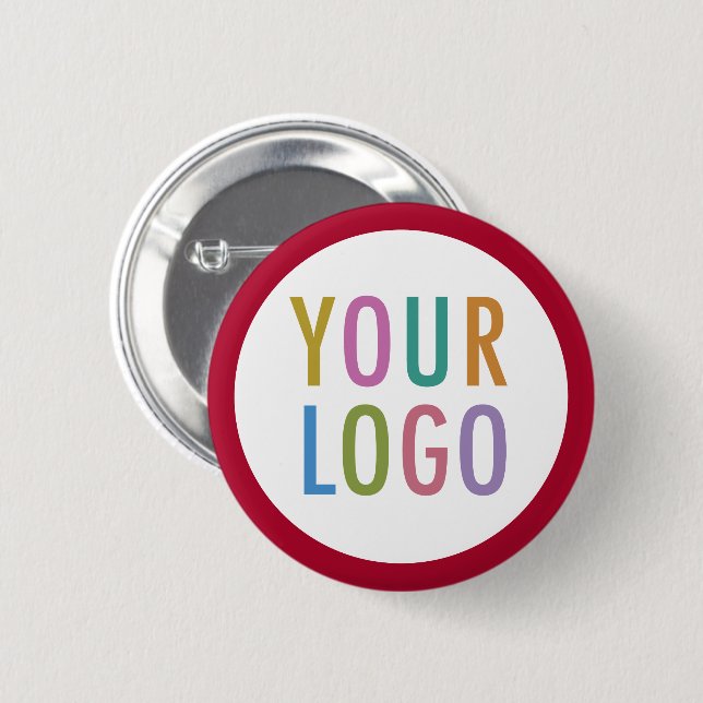 Round Custom Pin Back Button with Logo Dark Red (Front & Back)