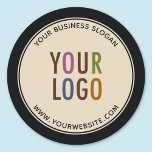 Round Custom Pulpboard Paper Coasters Company Logo<br><div class="desc">Personalise these round pulpboard paper coasters with your own company logo, business slogan, website address, or other custom text. These are 50 point pulpboard featuring a black border and curved text with a modern elegant design. You can customise the colour to match your corporate colours. Custom logo paper coasters can...</div>