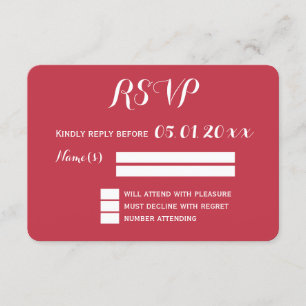Round Custom Red Wedding RSVP Cards With Heart