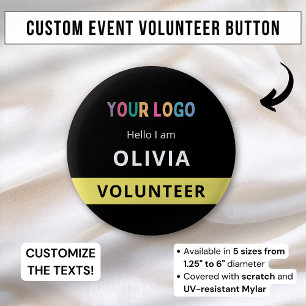 Round Custom Volunteer Event Badge Name Tag Logo