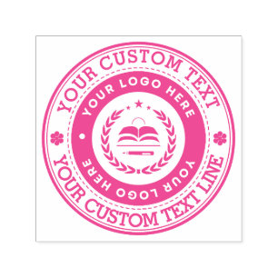 Round Custom Your Text With Logo Self-inking Stamp