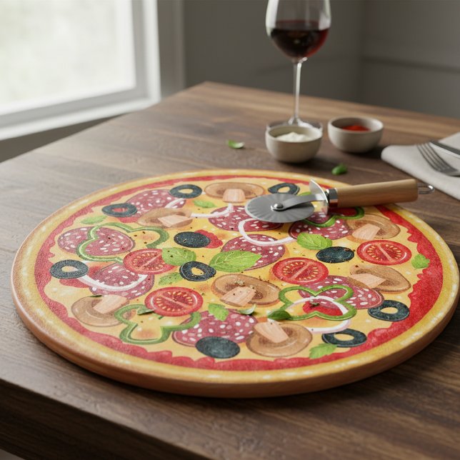 Round Cutting Board  Illustration Whole Pizza (Creator Uploaded)
