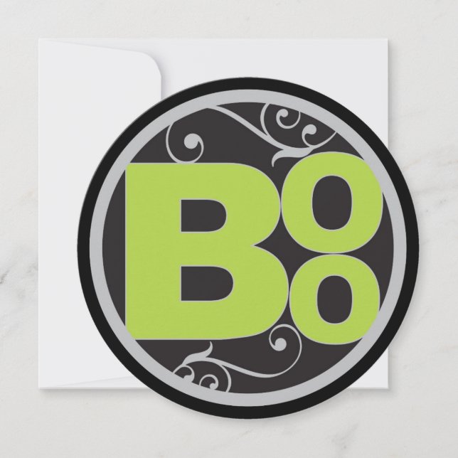 Round decorative Boo Halloween invitations (Front)