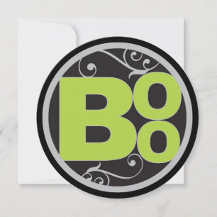Round decorative Boo Halloween invitations