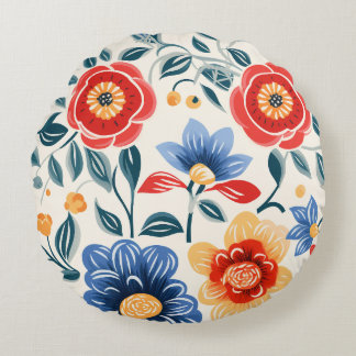 Round decorative plate with bold floral design cushion