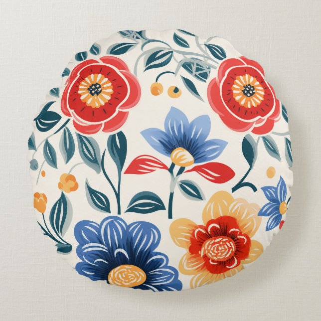 Round decorative plate with bold floral design cushion (Front)
