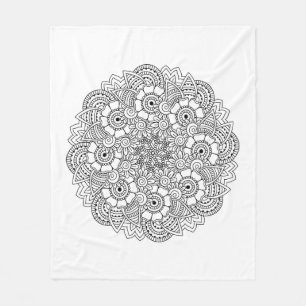 Round Design Doodle Fleece Blanket
