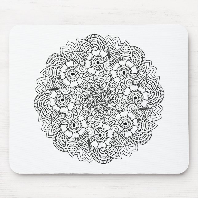 Round Design Doodle Mouse Mat (Front)