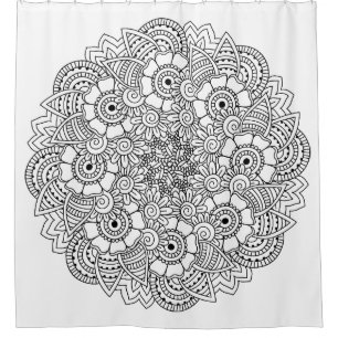 Round Design Doodle Shower Curtain