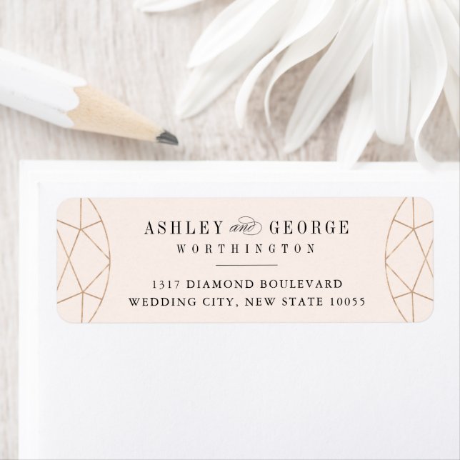 Round Diamond Gem Geometric Monogram Chic Wedding (Insitu)