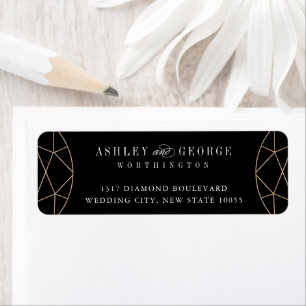 Round Diamond Gem Geometric Monogram Chic Wedding