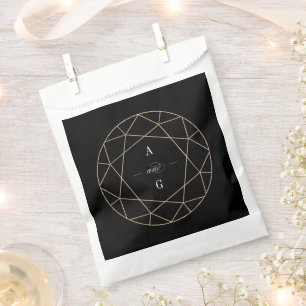 Round Diamond Gem Geometric Monogram Chic Wedding Favour Bags