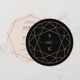 Round Diamond Gemstone Geometric Elegant Wedding Invitation
