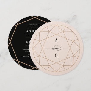 Round Diamond Gemstone Geometric Stylish Wedding Invitation