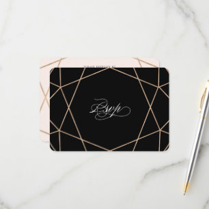 Round Diamond Gemstone Geometric Stylish Wedding RSVP Card