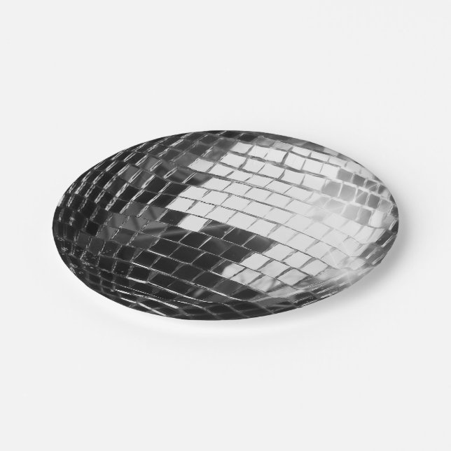 Round Disco Ball Stickers Paper Plate (Angled)