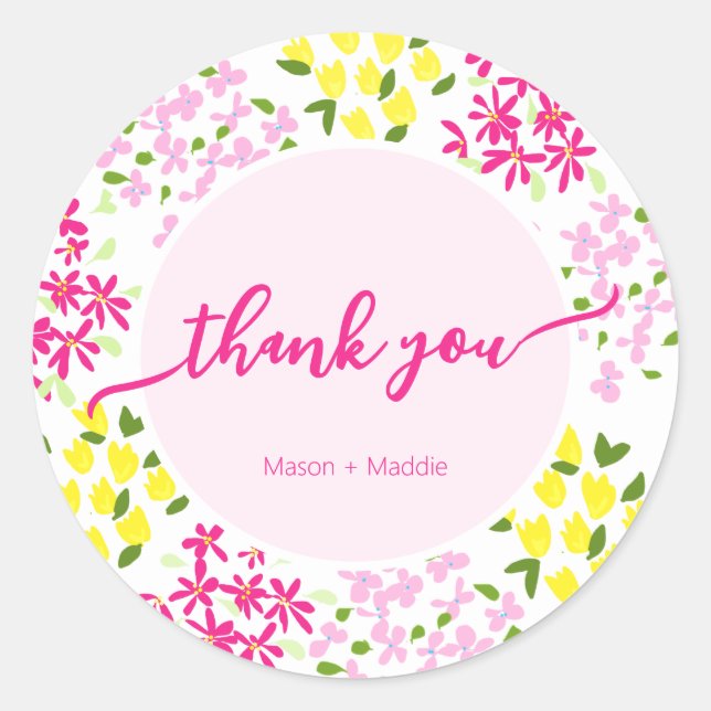 Round Ditsy Floral Favour Sticker (Front)