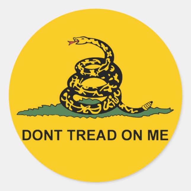 Round Dont Tread on Me Sticker -gadsden tea party (Front)