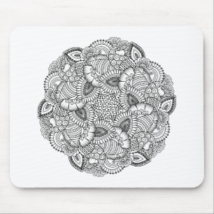 Round Doodle Design Mouse Mat