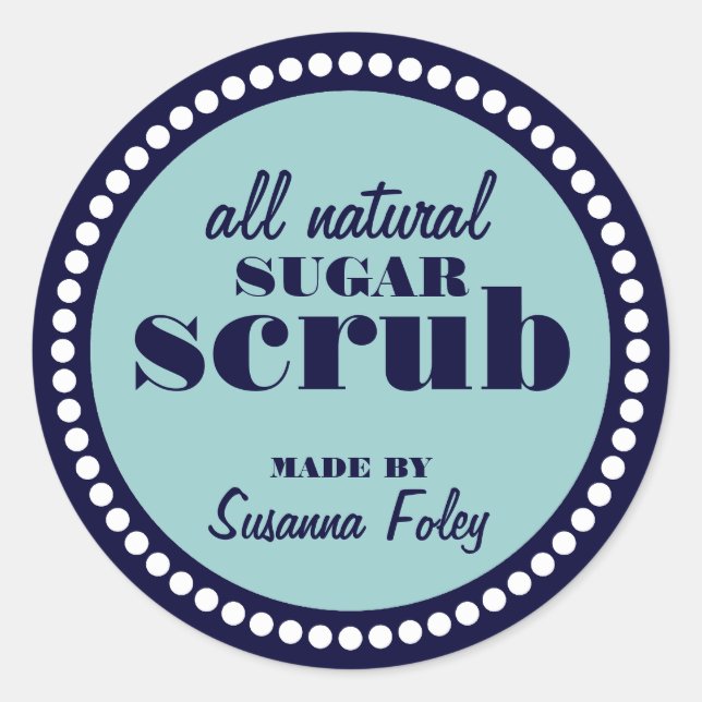 Round Dot Frame Sugar Scrub Label Template (Front)