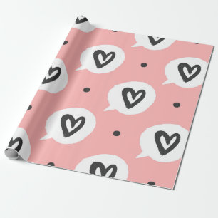 Round dots and bubbles of speech with outlines of wrapping paper