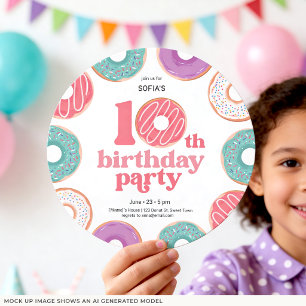 Round Doughnut Party Girl 10th Birthday Invitation