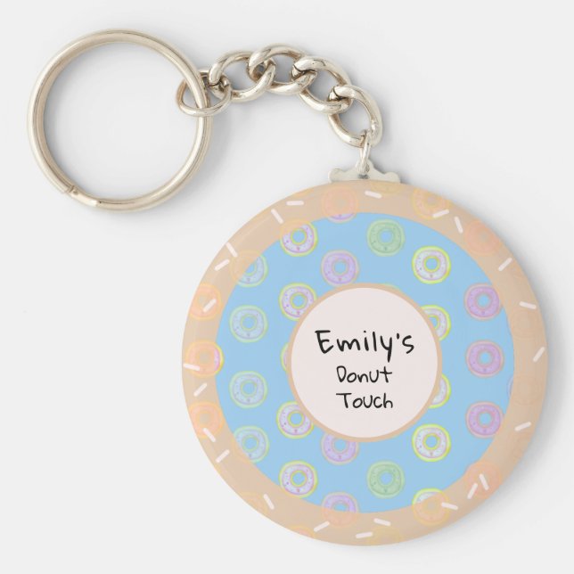 Round Doughnut Touch Blue Key Ring (Front)