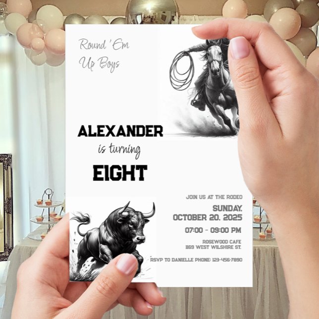 Round 'Em Up Boys Cowboy Birthday Party Invitation (Creator Uploaded)