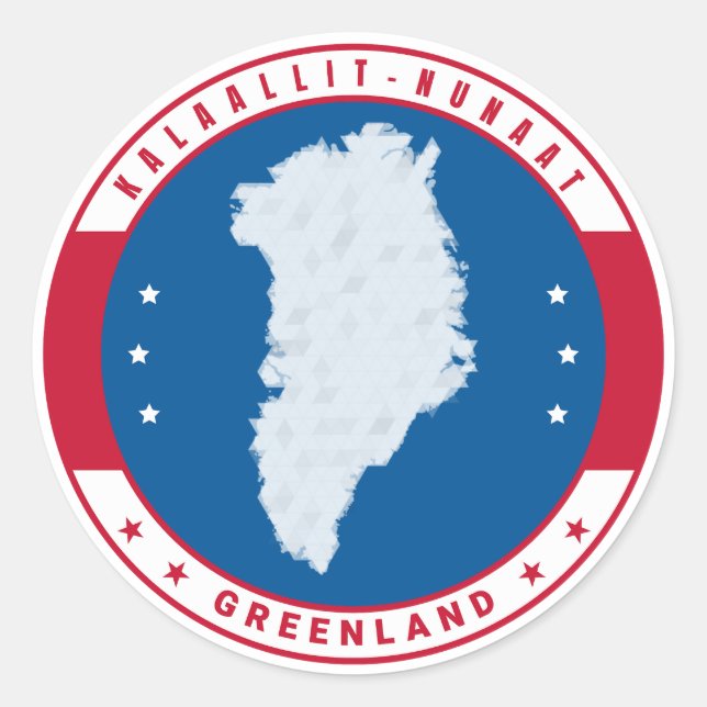 Round Emblem Red Greenland Map Kalaallit Nunaat Classic Round Sticker (Front)