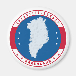 Round Emblem Red Greenland Map Kalaallit Nunaat Magnet