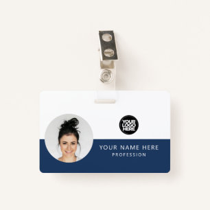 Round Employee Photo, QR Code, Logo, Name ID Badge