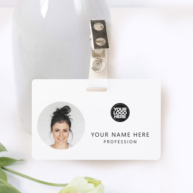 Round Employee Photo, QR Code, Logo, Name ID Badge (Creator Uploaded)