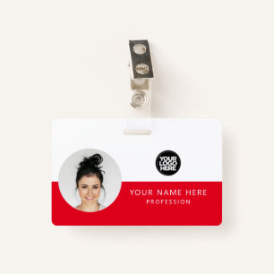 Round Employee Photo, QR Code, Logo, Name ID Badge