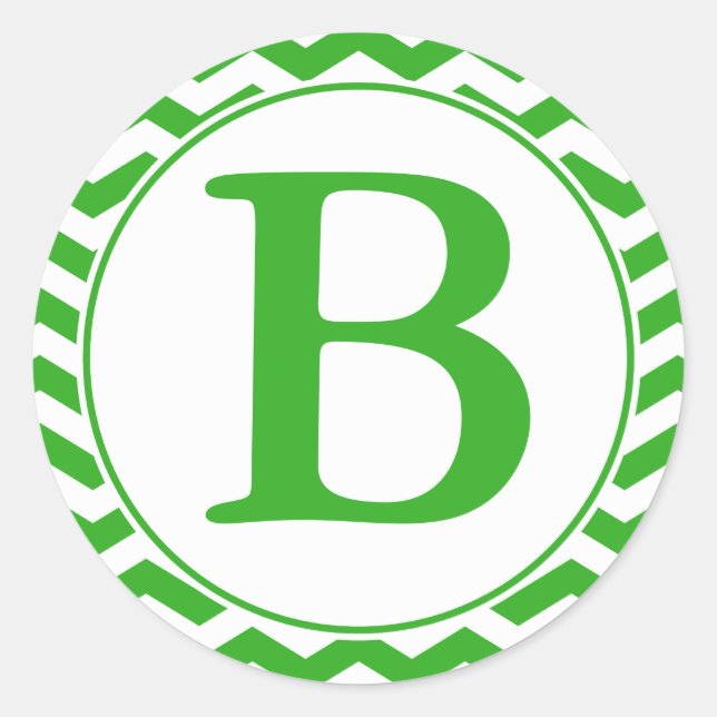 Round Envelope Seal with Monogram - Green Chevrons (Front)