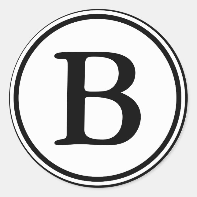 Round Envelope Seals with Monogram - Black & White (Front)