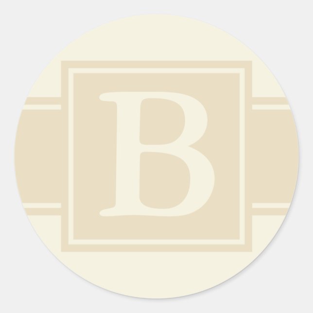 Round Envelope Seals with Monogram - Ecru & Cream (Front)