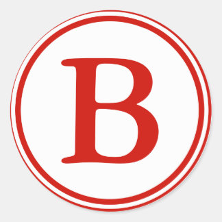 Round Envelope Seals with Monogram - Red & White