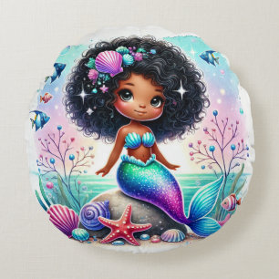 Round Esme Mermazing Mermaid Throw Pillow