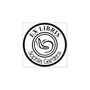 Round Ex Libris Boomerang Rubber Stamp