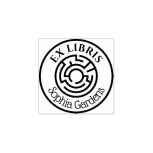 Round  Ex Libris Labyrinth 02 Rubber Stamp