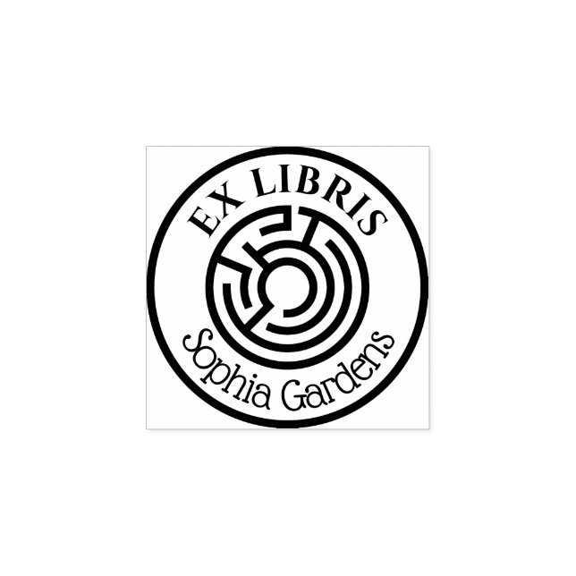 Round  Ex Libris Labyrinth 03 Rubber Stamp (Imprint)