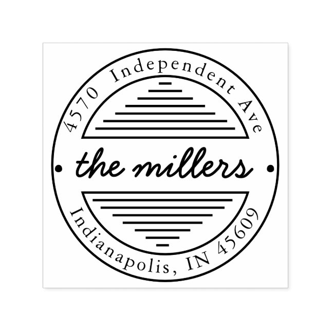 Round Family Name Return Address Self-Inking Stamp (Design)