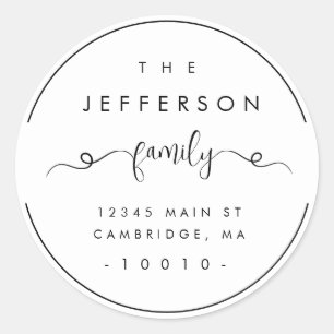 Round Family Name Simple Return Address Label