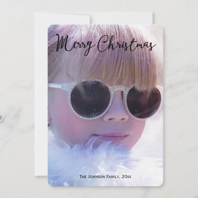 Round Family Photo Christmas Holiday Card (Front)