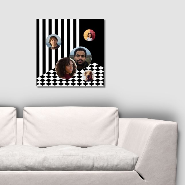 Round Family Portraits Collage Black White Poster (Creator Uploaded)