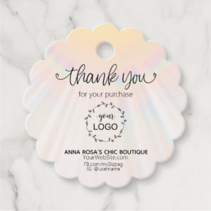 *~*  Round Fancy Rainbow Sunbeams Hearts Thank You Favour Tags