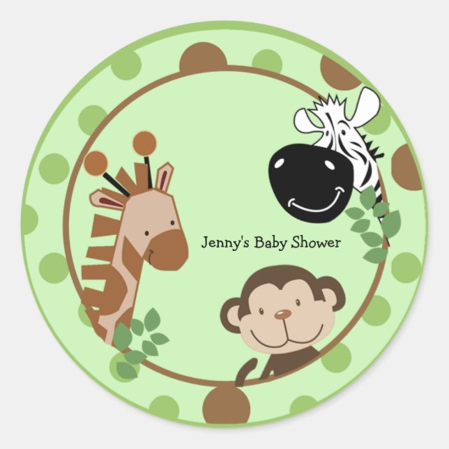 Round Favour Stickers - Jungle Adventure Animals (Front)