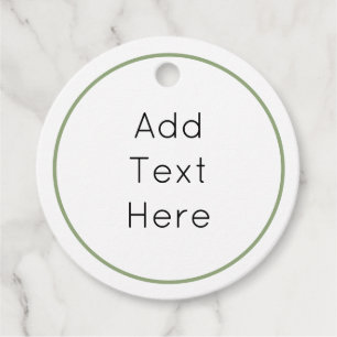 Round Favour Tags - Green Border with Editable Tex