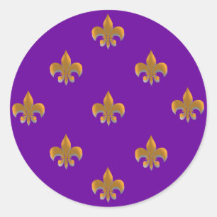 Round Fleur de Lis Stickers GOLD Pattern