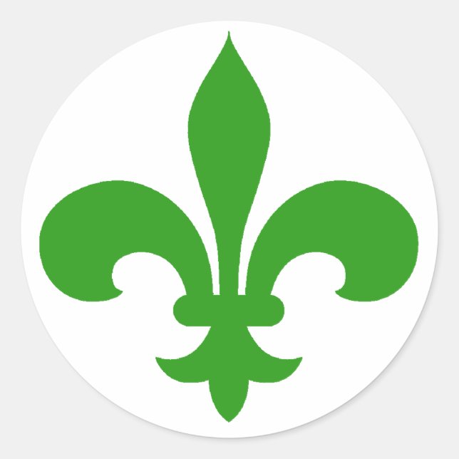 Round Fleur de Lis Stickers GREEN (Front)